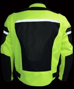 Milwaukee Leather MPM1794 Men's High Vis Black And Green Armored Mesh Racer Jacket Motorcycle Jackets