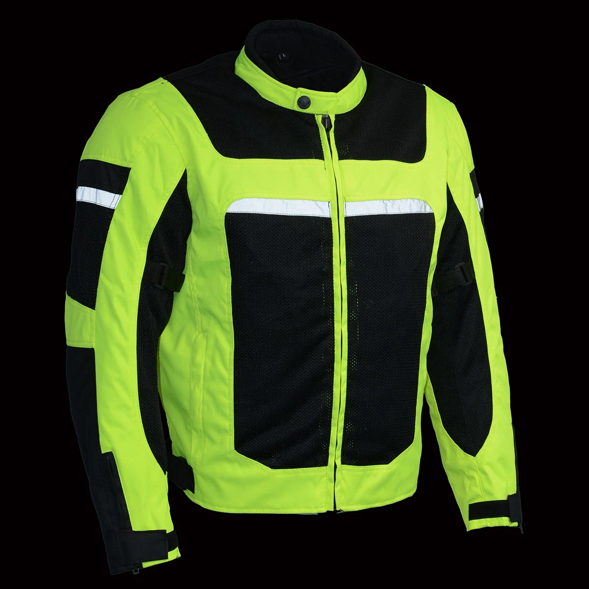 Milwaukee Leather MPM1794 Men's High Vis Black And Green Armored Mesh Racer Jacket Motorcycle Jackets