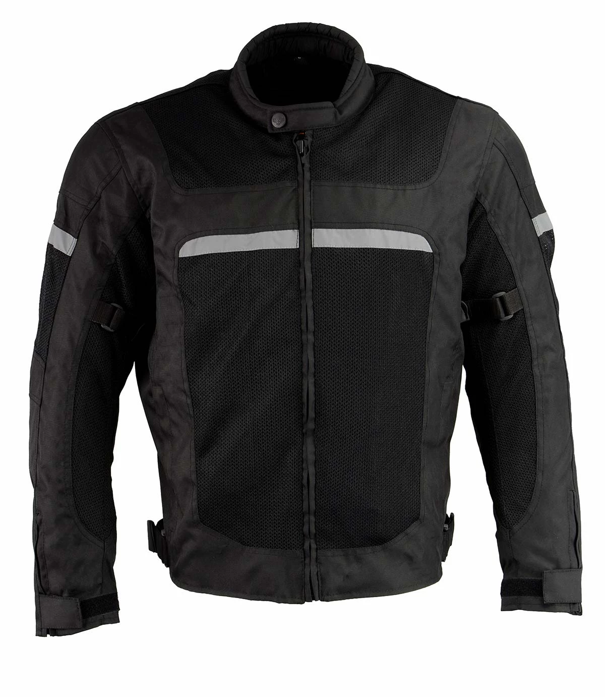 Milwaukee Leather MPM1794 Men's Black Armored Mesh Racer Jacket With Reflective Piping
