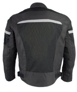 Milwaukee Leather MPM1794 Men's Black Armored Mesh Racer Jacket With Reflective Piping