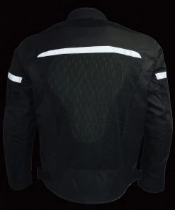 Milwaukee Leather MPM1794 Men's Black Armored Mesh Racer Jacket With Reflective Piping