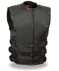 Motorcycle Vests Milwaukee Leather MPM3300 Men's Zipper Front Assault Textile Vest