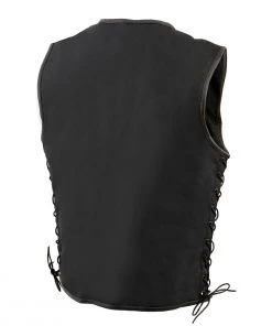Motorcycle Vests Milwaukee Leather MPM3739 Men's'Side Lace' Black Textile Zipper Front Vest