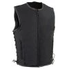 Motorcycle Vests Milwaukee Leather MPM3739 Men's 'Side Lace' Black Textile Zipper Front Vest