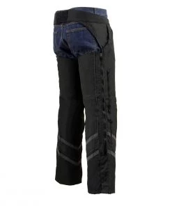 Milwaukee Leather MPM5701 Men's Black ‘Reflective’ Vented Textile Motorcycle Chaps Motorcycle Pants & Chaps