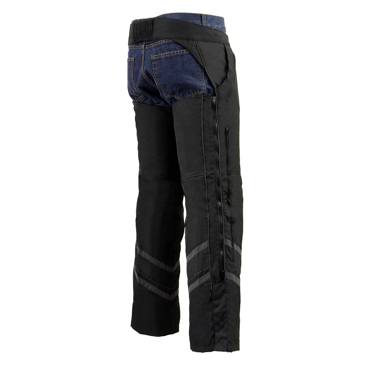 Milwaukee Leather MPM5701 Men's Black ‘Reflective’ Vented Textile Motorcycle Chaps Motorcycle Pants & Chaps