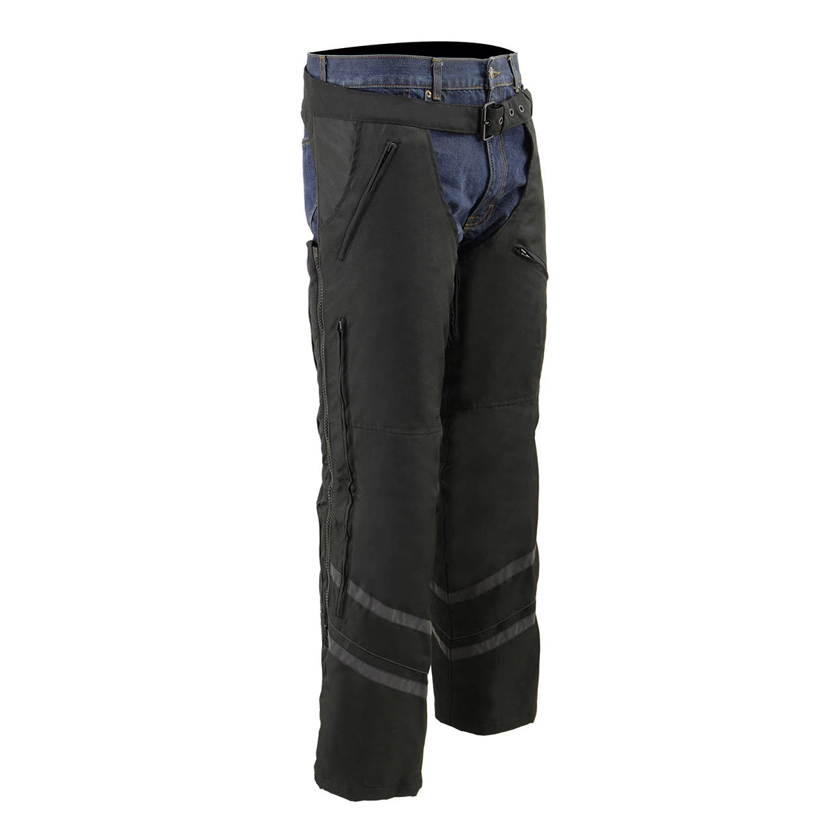 Milwaukee Leather MPM5701 Men's Black ‘Reflective’ Vented Textile Motorcycle Chaps Motorcycle Pants & Chaps