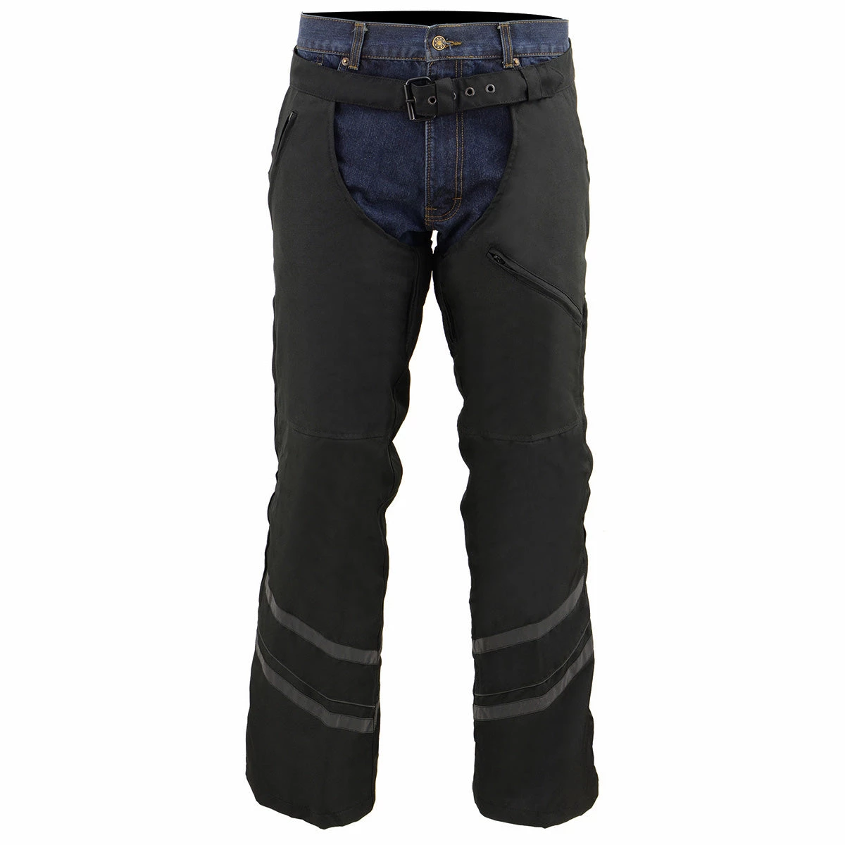 Milwaukee Leather MPM5701 Men's Black ‘Reflective’ Vented Textile Motorcycle Chaps Motorcycle Pants & Chaps