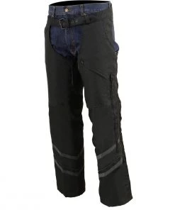 Milwaukee Leather MPM5701 Men's Black ‘Reflective’ Vented Textile Motorcycle Chaps Motorcycle Pants & Chaps