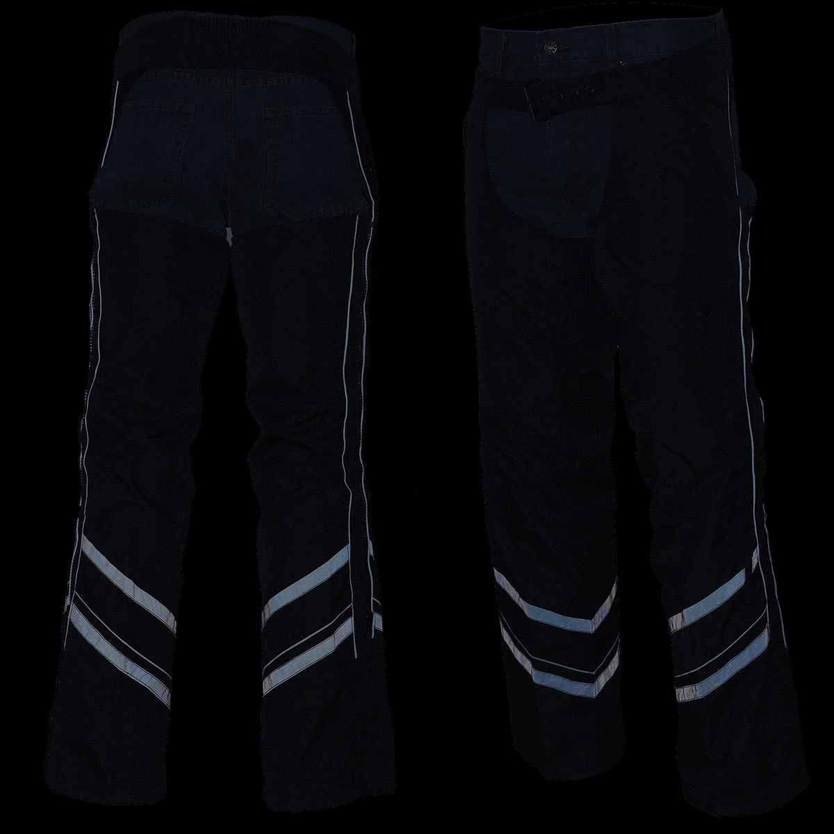 Milwaukee Leather MPM5701 Men's Black ‘Reflective’ Vented Textile Motorcycle Chaps Motorcycle Pants & Chaps