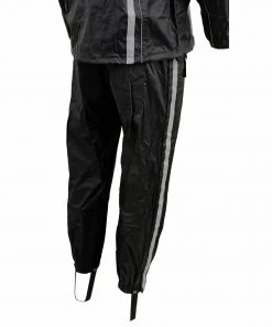 Milwaukee Leather MPM9510 Men's Black Water-Resistant Rain Suit With Hi Vis Reflective Tape