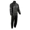 Milwaukee Leather MPM9510 Men's Black Water-Resistant Rain Suit With Hi Vis Reflective Tape