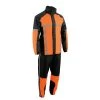 Milwaukee Leather MPM9510 Men's Black And Orange Water Resistant Rain Suit With Hi Vis Reflective Tape Riding Gear