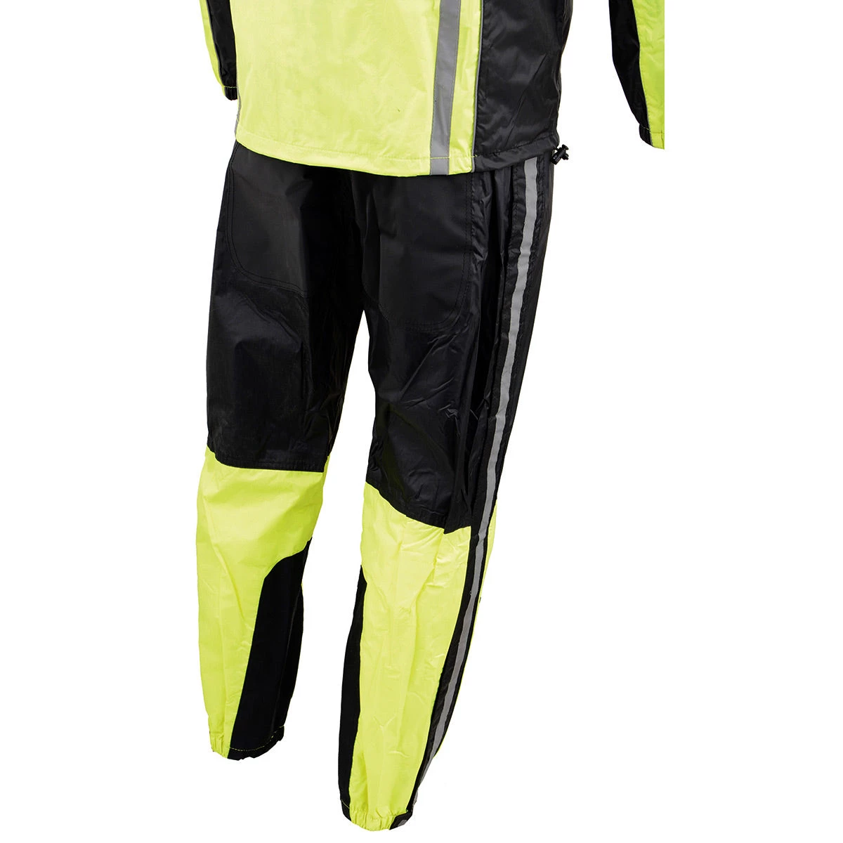 Milwaukee Leather MPM9510 Men's Black And Neon Green Water Resistant Rain Suit With Hi Vis Reflective Tape