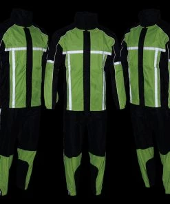 Milwaukee Leather MPM9510 Men's Black And Neon Green Water Resistant Rain Suit With Hi Vis Reflective Tape