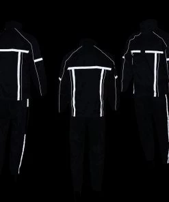 Milwaukee Leather MPM9510 Men's Black Water-Resistant Rain Suit With Hi Vis Reflective Tape