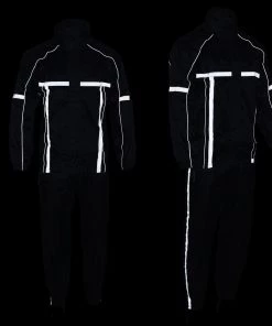 Milwaukee Leather MPM9510 Men's Black Water-Resistant Rain Suit With Hi Vis Reflective Tape