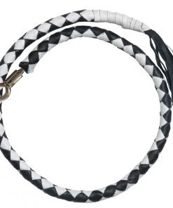 Hot Leathers MWH1103 ‘Get Back’ Genuine Black And White Leather Whip Riding Gear