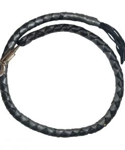 Hot Leathers MWH1105 ‘Get Back’ Genuine Black And Silver Leather Whip