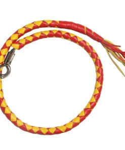 Hot Leathers MWH1106 ‘Get Back’ Genuine Red And Yellow Leather Whip