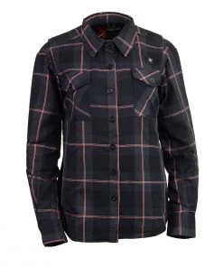 Nexgen Heat Women's Nxl2602set-'Bonnie' Black Grey Red Heated Flannel Long Sleeve Shirt (Rechargeable Battery Pack Included)