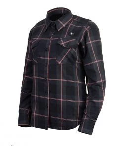 Nexgen Heat Women's Nxl2602set-'Bonnie' Black Grey Red Heated Flannel Long Sleeve Shirt (Rechargeable Battery Pack Included)