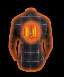 Nexgen Heat Women's Nxl2602set-'Bonnie' Black Grey Red Heated Flannel Long Sleeve Shirt (Rechargeable Battery Pack Included)