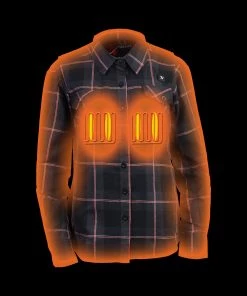 Nexgen Heat Women's Nxl2602set-'Bonnie' Black Grey Red Heated Flannel Long Sleeve Shirt (Rechargeable Battery Pack Included)