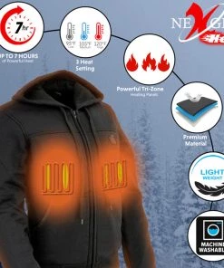 Nexgen Heat MPL2713SET Women's Black 'Heated' Zipper Front Hoodie (Battery Pack Included) Motorcycle Jackets