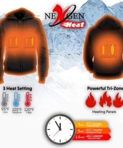 Nexgen Heat MPL2713SET Women's Black'Heated' Zipper Front Hoodie (Battery Pack Included) Motorcycle Jackets
