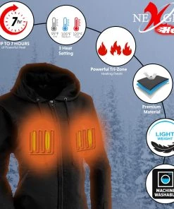 Nexgen Heat MPL2717DUAL Women's Black 'Heated' Zipper Front Hoodie (Battery Pack Included) Motorcycle Jackets