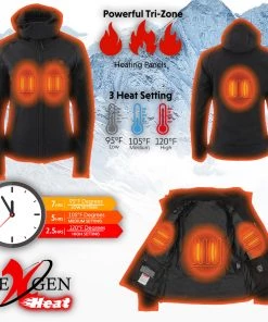 NexGen Heat MPL2767SET Women's Black'Heated' Soft Shell Hooded Jacket (Battery Pack Included) Motorcycle Jackets