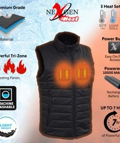 Nexgen Heat Women's Nxl4301set-'Puffed' Black ‘Heated’ Textile Vest (Rechargeable Battery Pack Included)