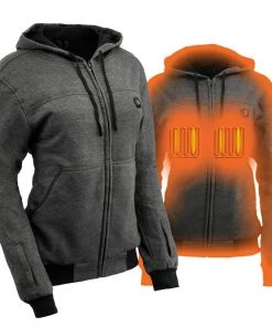 Nexgen Heat MPL2717DUAL Women's Grey Hoodie With Heating Elements (Battery Pack Included) Motorcycle Jackets