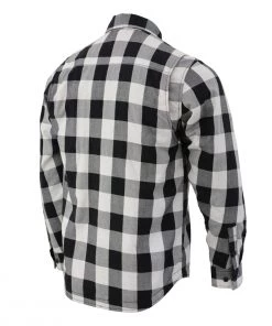 Nexgen Heat Men's Nxm1601set-'Riffraff' Black And White Heated Flannel Long Sleeve Shirt (Rechargeable Battery Pack Included) Riding Gear
