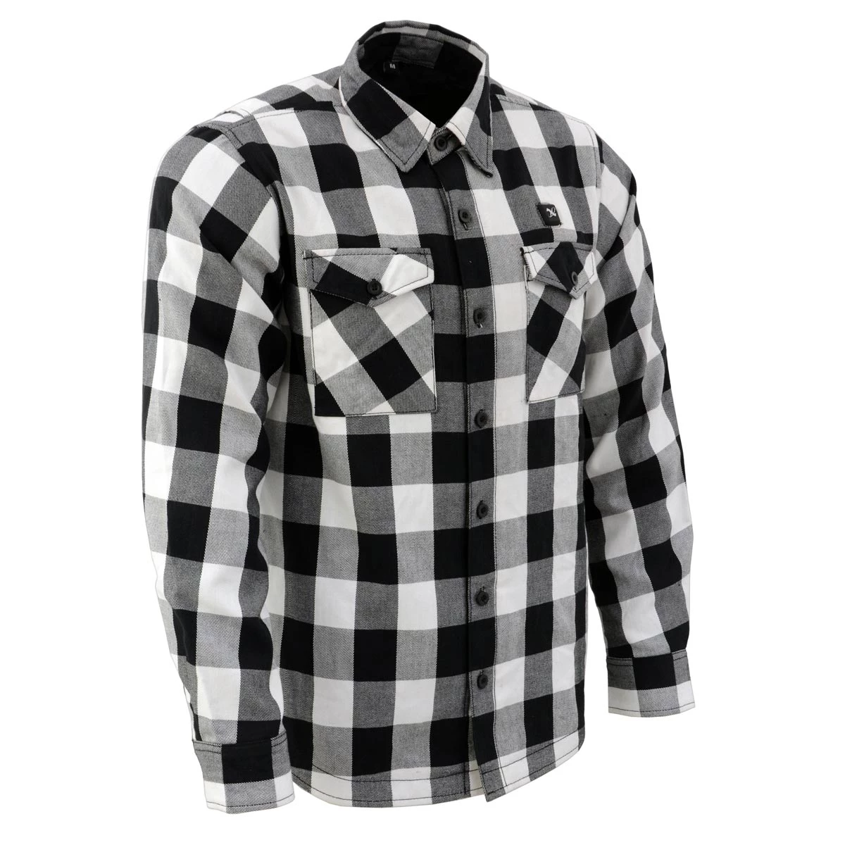 Nexgen Heat Men's Nxm1601set-'Riffraff' Black And White Heated Flannel Long Sleeve Shirt (Rechargeable Battery Pack Included) Riding Gear