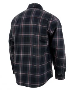 Riding Gear Nexgen Heat Men's Nxm1602set-'Riffraff' Black, Grey/Red Heated Flannel Long Sleeve Shirt (Rechargeable Battery Pack Included)