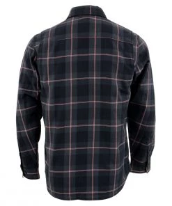 Riding Gear Nexgen Heat Men's Nxm1602set-'Riffraff' Black, Grey/Red Heated Flannel Long Sleeve Shirt (Rechargeable Battery Pack Included)