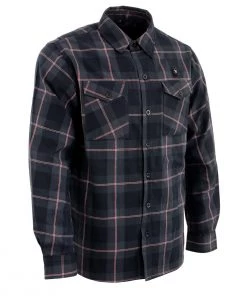 Riding Gear Nexgen Heat Men's Nxm1602set-'Riffraff' Black, Grey/Red Heated Flannel Long Sleeve Shirt (Rechargeable Battery Pack Included)
