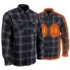 Riding Gear Nexgen Heat Men's Nxm1602set-'Riffraff' Black, Grey/Red Heated Flannel Long Sleeve Shirt (Rechargeable Battery Pack Included)