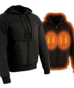 Motorcycle Jackets Nexgen Heat Men's Nxm1713set-'Hooligan' Heated Black Hoodie (Rechargeable Battery Pack Included)