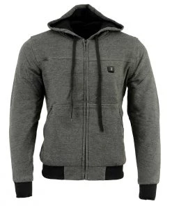 NexGen Heat MPM1713SET Men's Grey'Heated' Zipper Front Hoodie (Rechargeable Battery Pack Included) Motorcycle Jackets