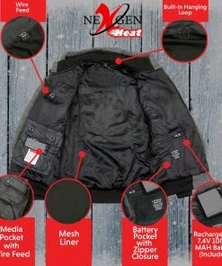 Nexgen Heat Men's Nxm1713set-'Hooligan' Heated Black Hoodie (Rechargeable Battery Pack Included) Motorcycle Jackets