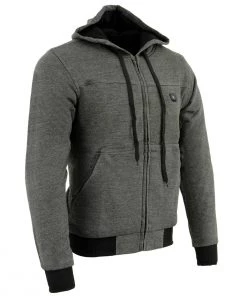 Nexgen Heat MPM1713 Men's Grey'Heated' Hoodie With Front And Back Heated Elements Motorcycle Jackets