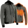 Nexgen Heat MPM1713 Men's Grey 'Heated' Hoodie With Front And Back Heated Elements Motorcycle Jackets