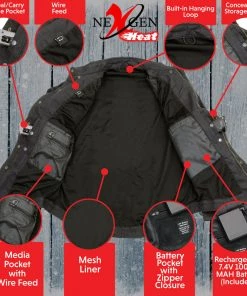 Nexgen Heat Conceal Carry NexGen NXM1715SET Men's'Scorcher' Classic Heated Black Denim Jacket (Rechargeable Battery Pack Included)