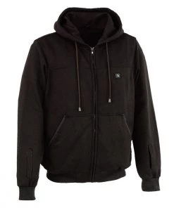 NexGen Heat MPM1717DUAL Men's Black'Heated' Zipper Hoodie W/Trademark Dual Technology 7.4v/12v Single PCB And Glove Connection (Battery Pack Included) Motorcycle Jackets