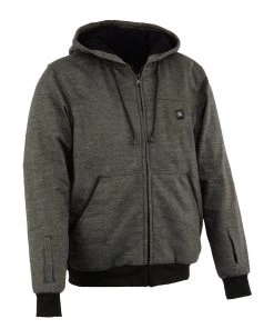 Motorcycle Jackets NexGen Heat MPM1717DUAL Men's Grey'Heated' Zipper Hoodie W/Trademark Dual Technology 7.4v/12v Single PCB And Glove Connection (Battery Pack Included)