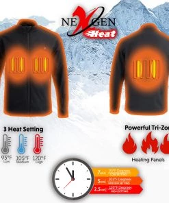 Nexgen Heat MPM1762SET Men's Black'Heated' Collarless Soft Shell Jacket (Rechargeable Battery Pack Included) Motorcycle Jackets