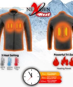 Nexgen Heat MPM1762SET Men's Grey'Heated' Collarless Soft Shell Jacket (Rechargeable Battery Pack Included) Motorcycle Jackets